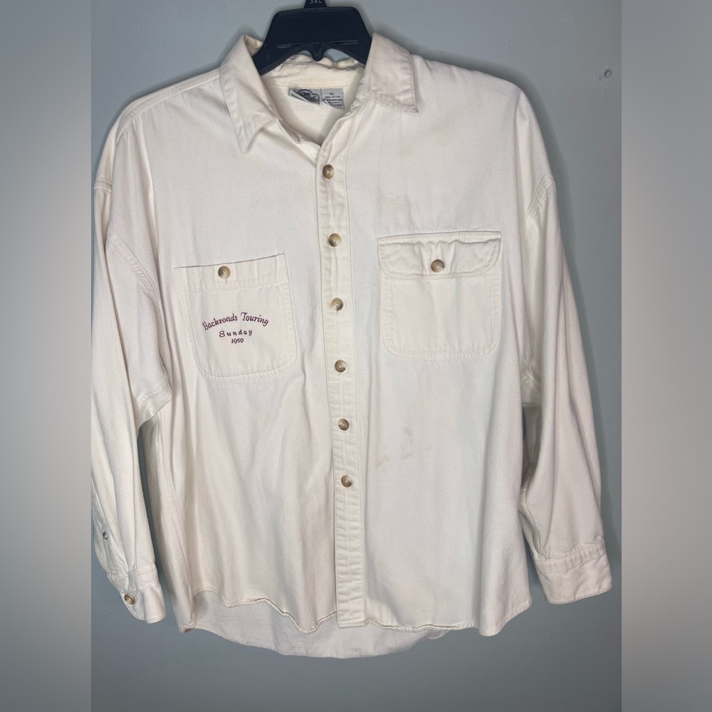 Vintage 1993 Acme Embroidery Button Up Shirt Looney Tunes Backroads Touring 1950